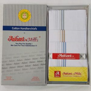 Arihant White Hankies with Colour Borders – 18" (46 cm)